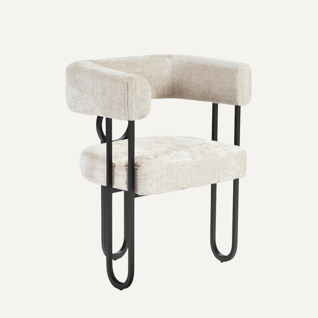 Chaise Arca Design – Bouclé Industriel & Acier Noir